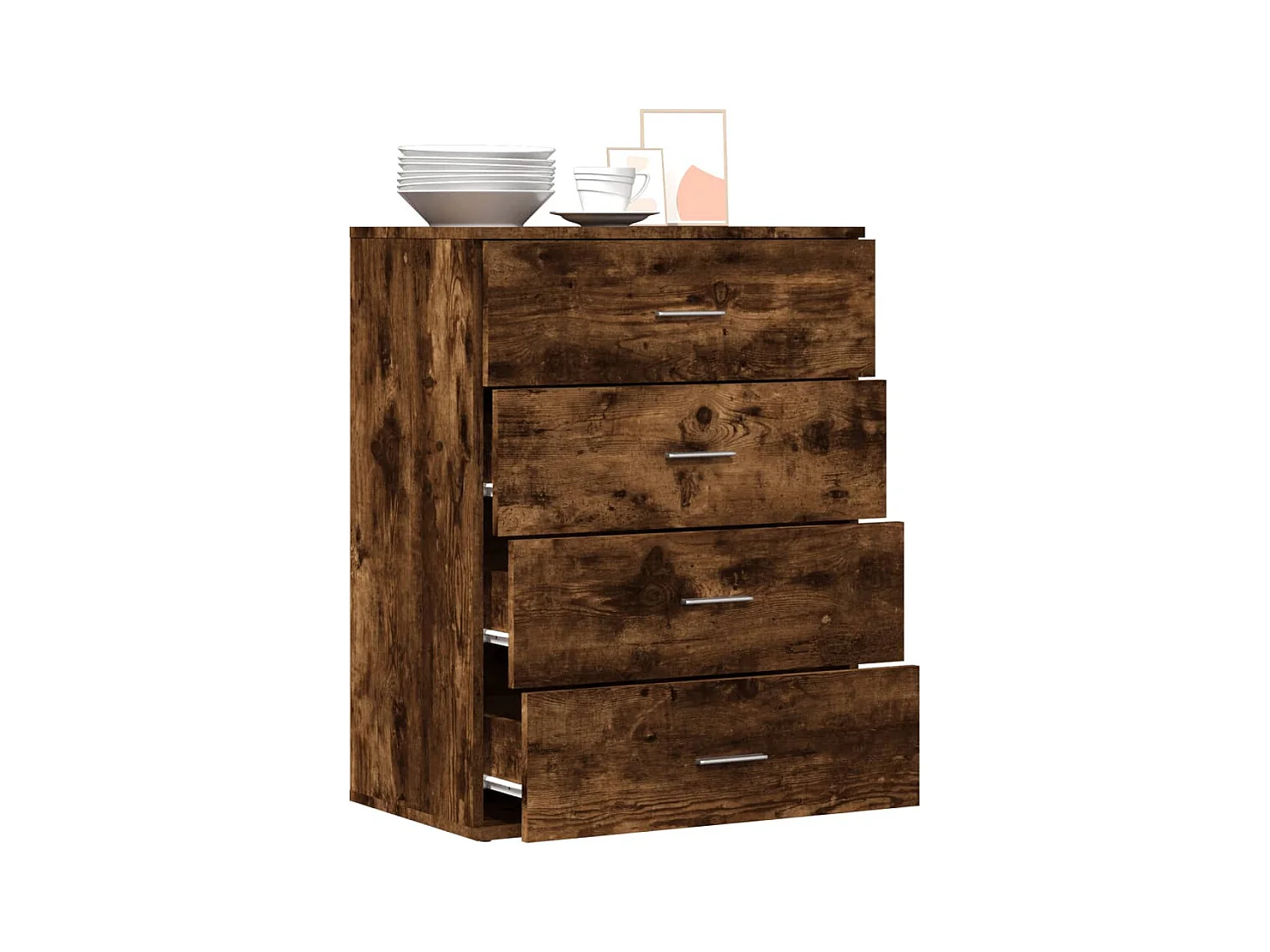 Buffet chêne fumé 60x39x80 cm bois d'ingénierie