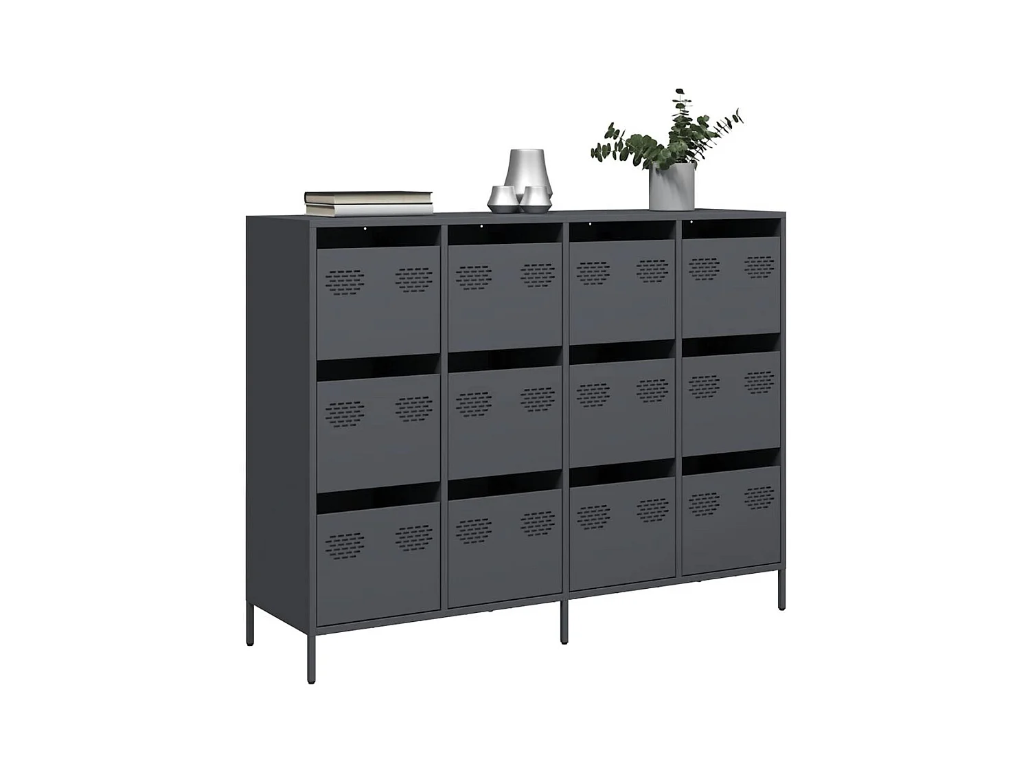 Buffet anthracite 135x39x103,5 cm acier laminé à froid