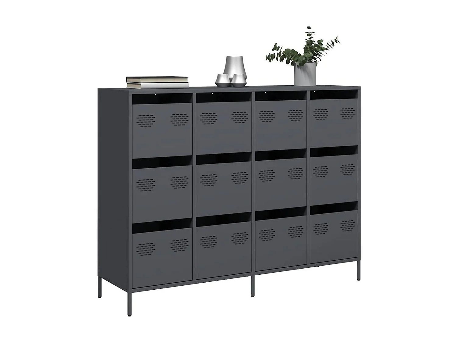 Dressoir 135x39x103,5 cm koudgewalst staal antracietkleurig