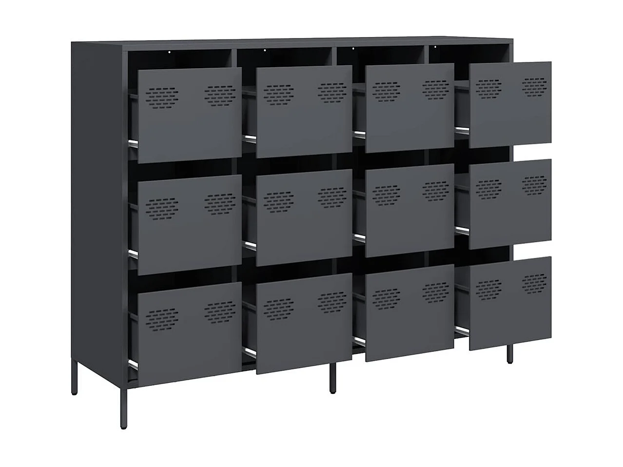 Dressoir 135x39x103,5 cm koudgewalst staal antracietkleurig
