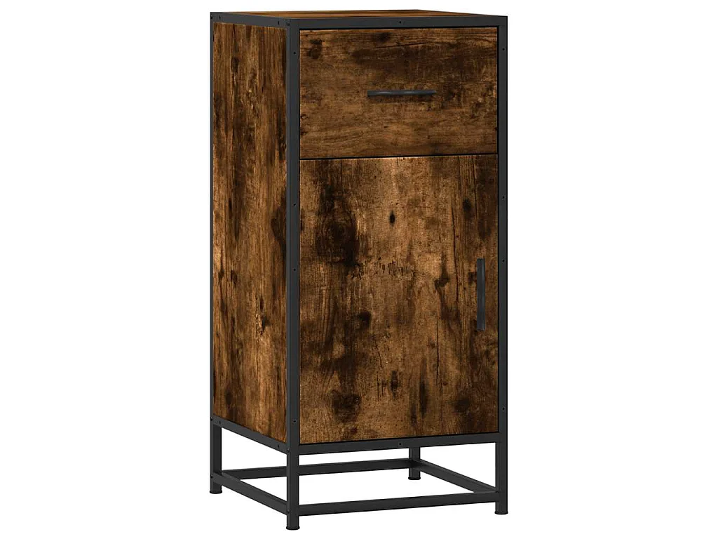 Buffet chêne fumé 35,5x35x76 cm bois d'ingénierie et métal