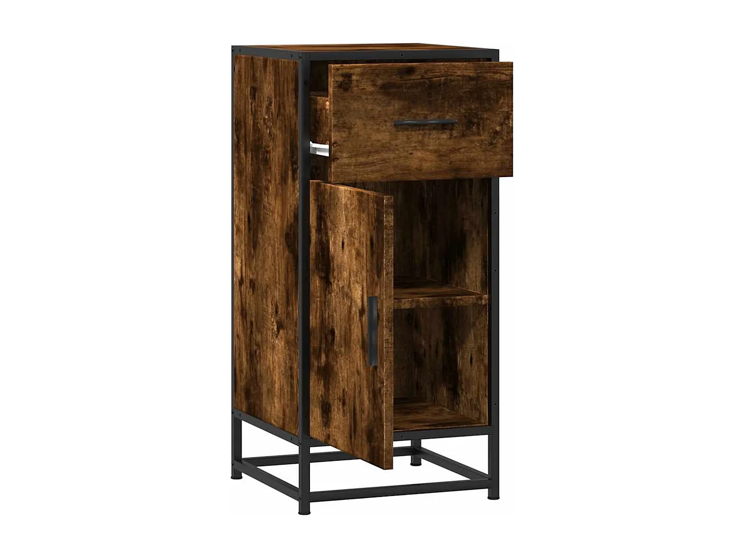 Buffet chêne fumé 35,5x35x76 cm bois d'ingénierie et métal