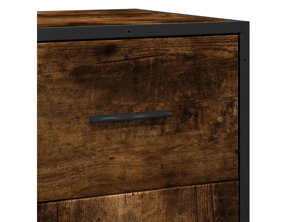 Buffet chêne fumé 35,5x35x76 cm bois d'ingénierie et métal
