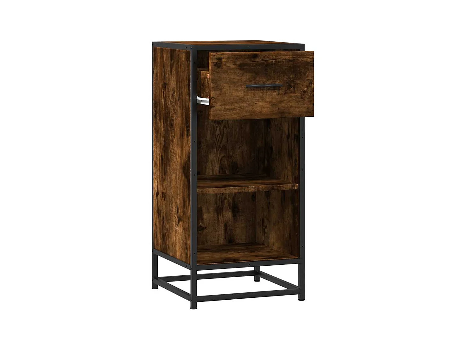 Buffet chêne fumé 35,5x35x76 cm bois d'ingénierie et métal