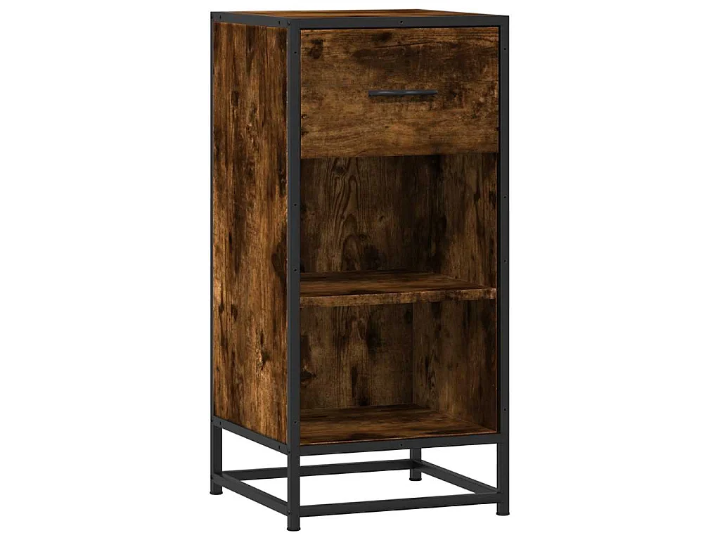 Buffet chêne fumé 35,5x35x76 cm bois d'ingénierie et métal