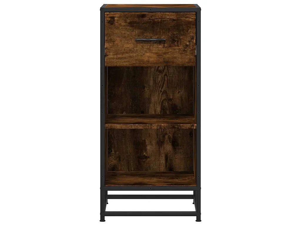 Buffet chêne fumé 35,5x35x76 cm bois d'ingénierie et métal