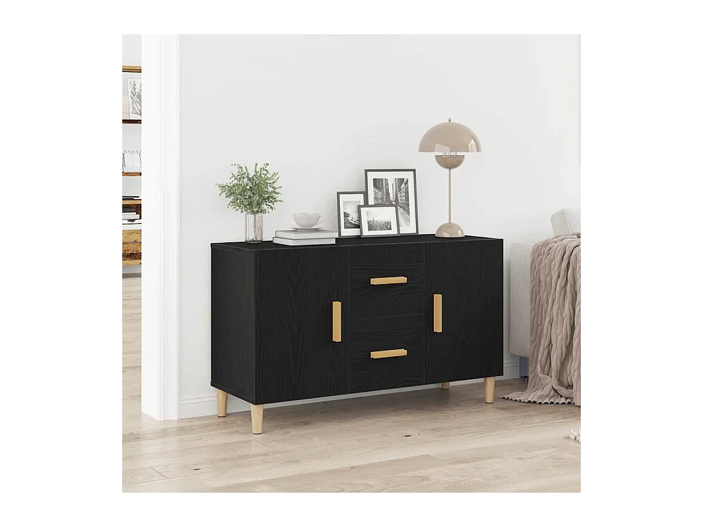 Credenza Rovere Nero 100x36x60 cm in Legno Multistrato