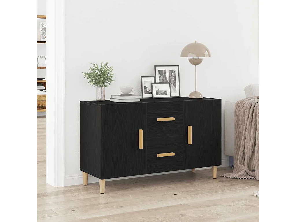 Buffet chêne noir 100x36x60 cm bois d'ingénierie
