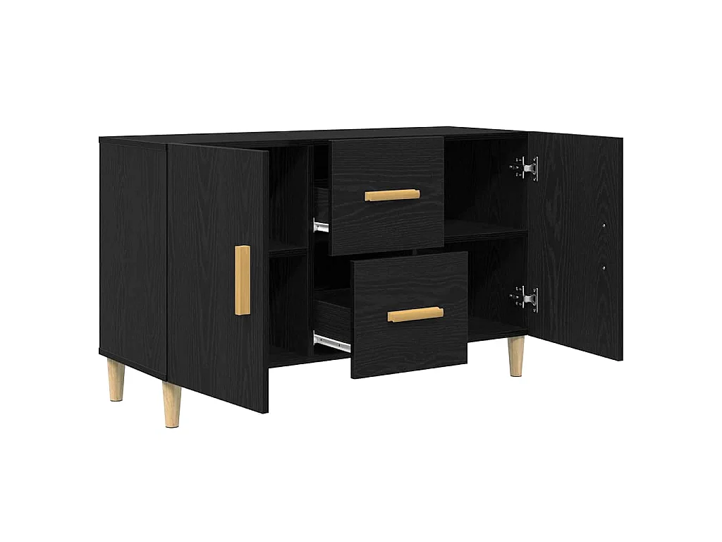 Buffet chêne noir 100x36x60 cm bois d'ingénierie