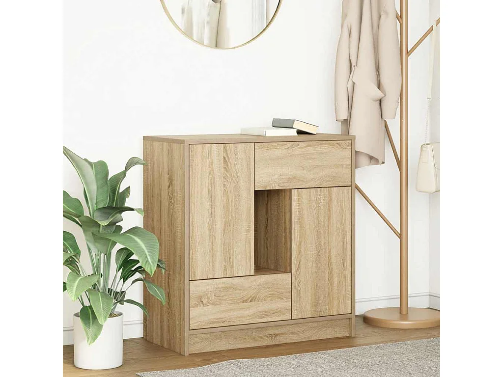 Dressoir met lades deuren 70,5x34x74,5 cm sonoma eikenkleurig