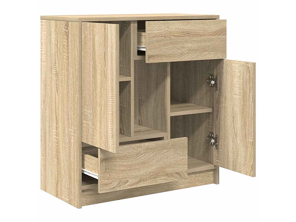 Dressoir met lades deuren 70,5x34x74,5 cm sonoma eikenkleurig