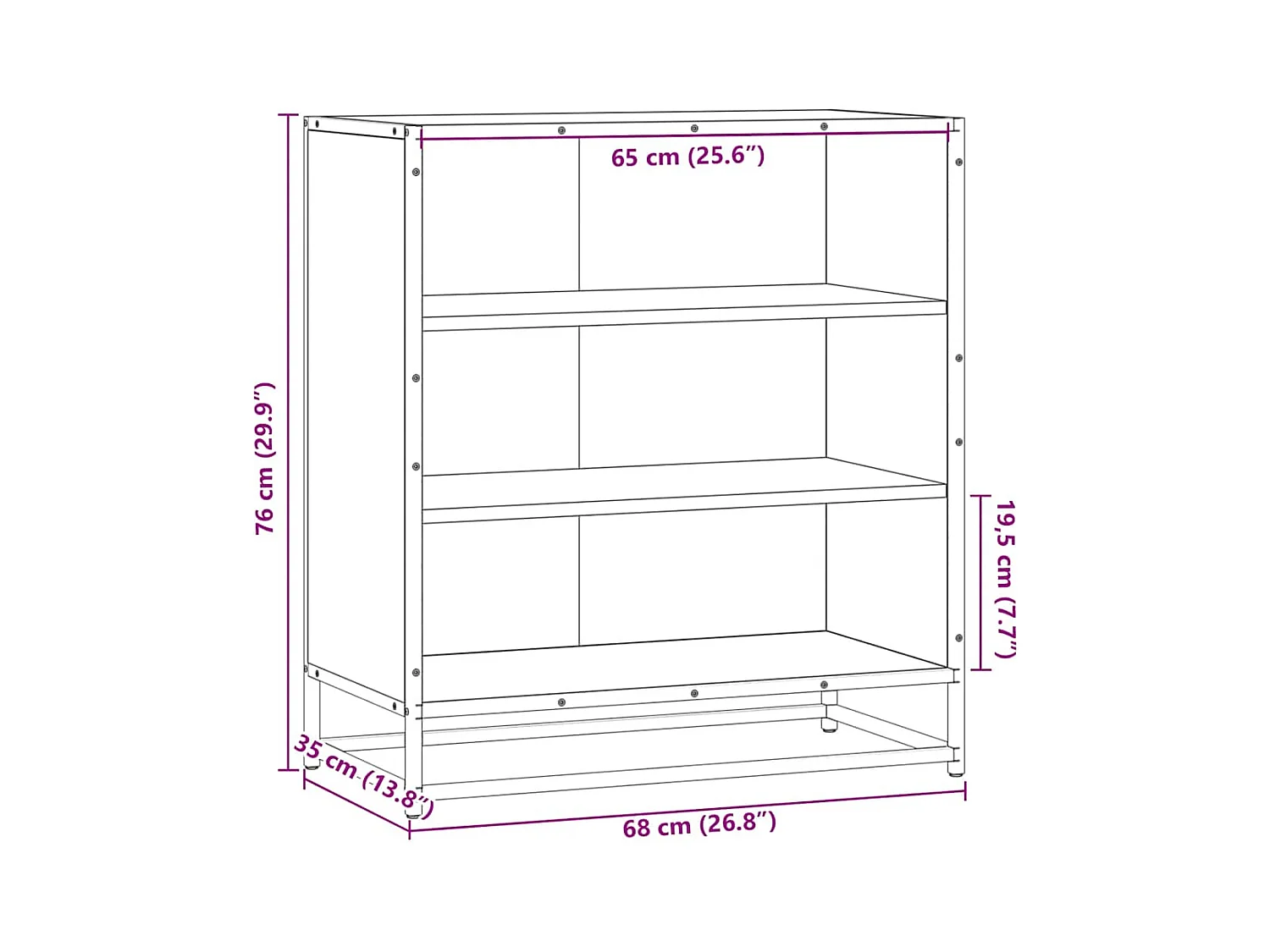 Buffet sonoma gris 68x35x76 cm bois d'ingénierie et métal