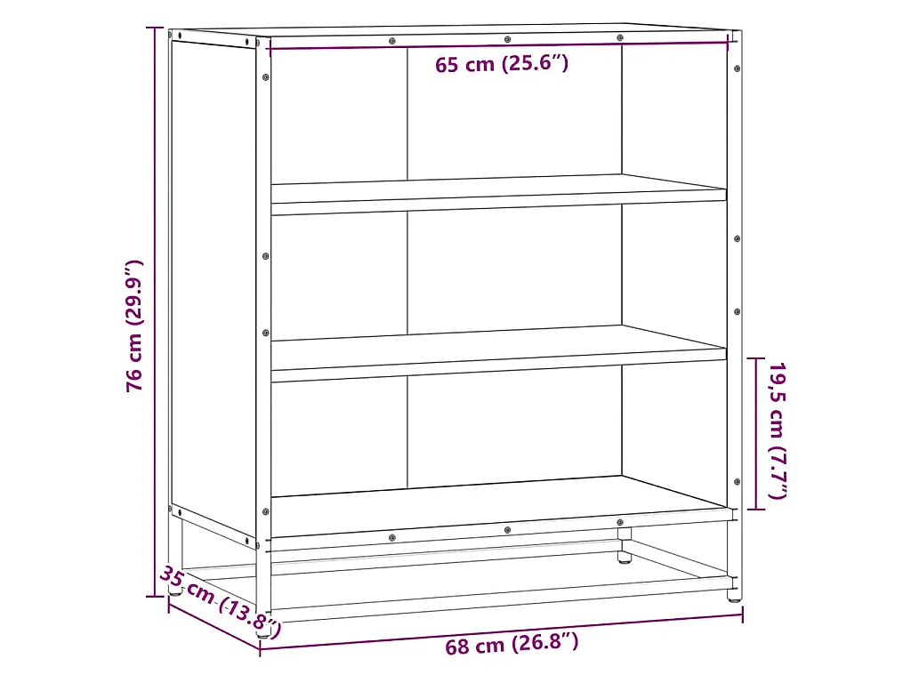 Buffet sonoma gris 68x35x76 cm bois d'ingénierie et métal