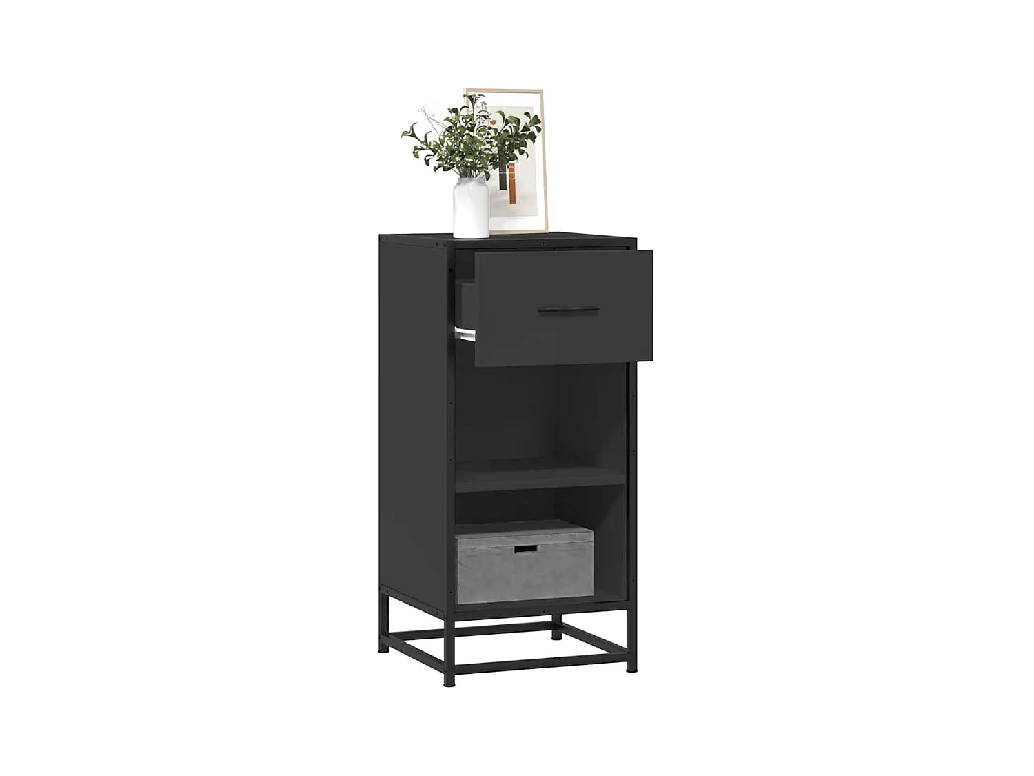 Sideboard Schwarz 35,5x35x76 cm Holzwerkstoff und Metall