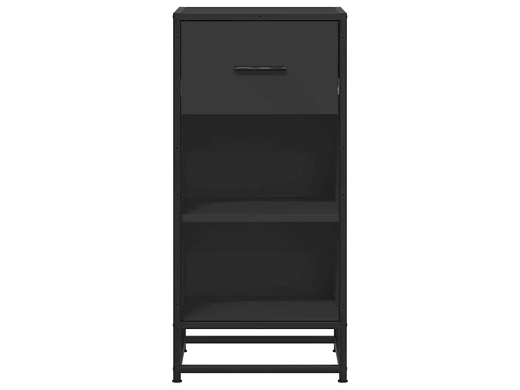 Buffet noir 35,5x35x76 cm bois d'ingénierie et métal