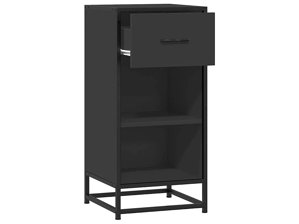 Buffet noir 35,5x35x76 cm bois d'ingénierie et métal