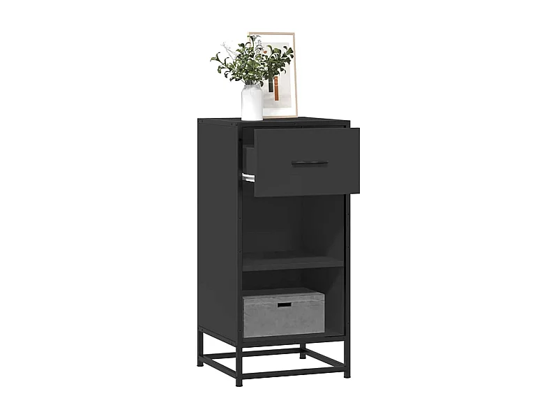 Buffet noir 35,5x35x76 cm bois d'ingénierie et métal