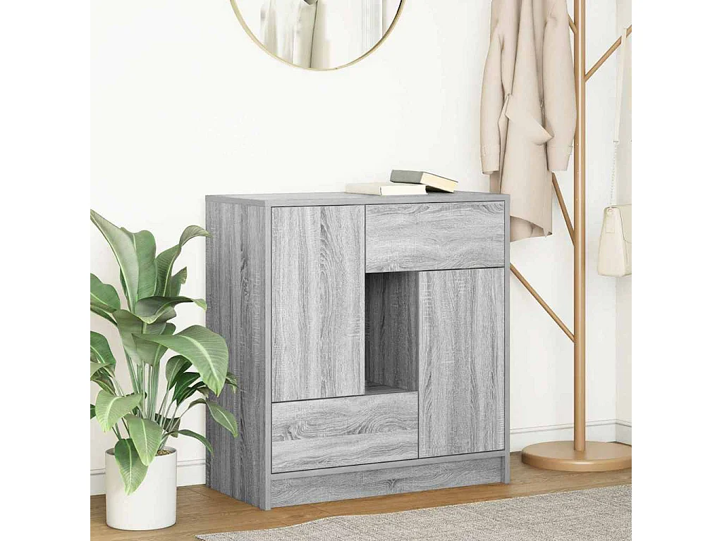 Buffet avec tiroirs et portes sonoma gris 70,5x34x74,5 cm