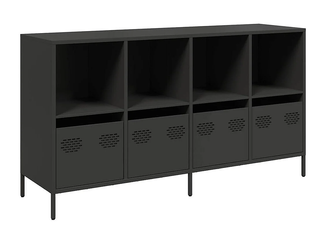 Sideboard Schwarz 135x39x73,5 cm Kaltgewalzter Stahl
