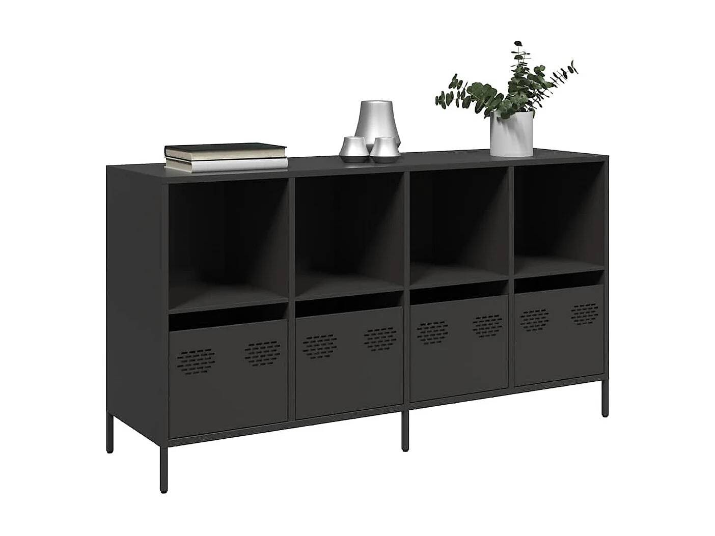 Sideboard Schwarz 135x39x73,5 cm Kaltgewalzter Stahl