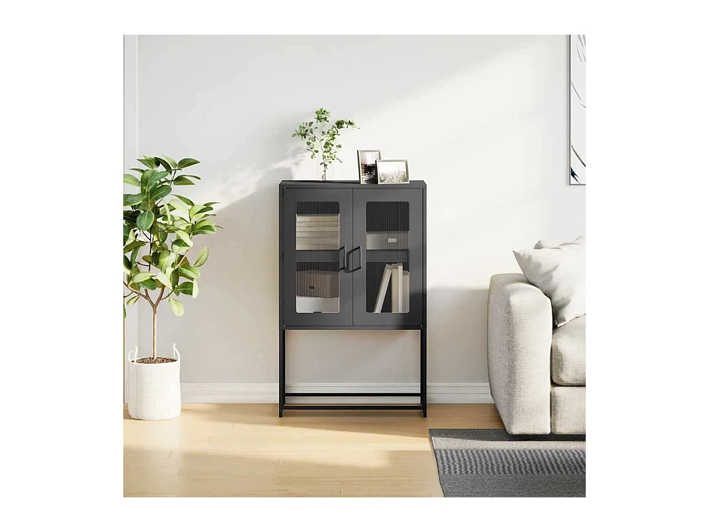 Hoge kast 68x39x107 cm staal zwart