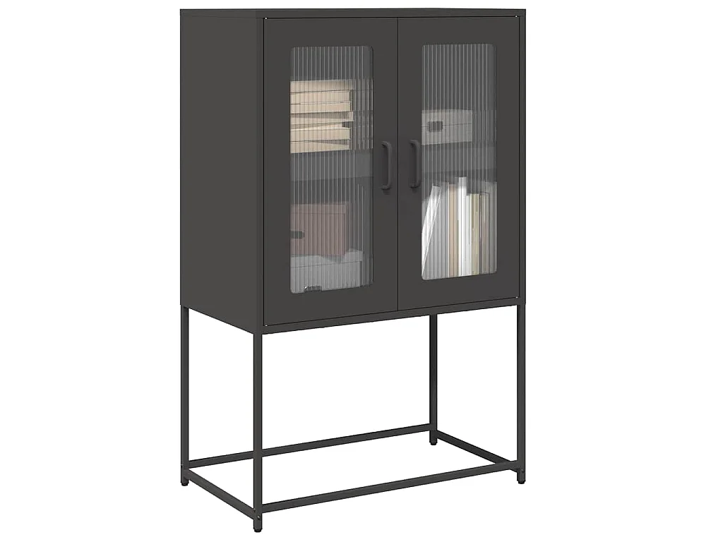 Buffet haut noir 68x39x107 cm acier