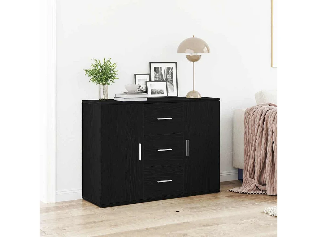 Sideboard Schwarz Eichen-Optik 91x29,5x65 cm Holzwerkstoff