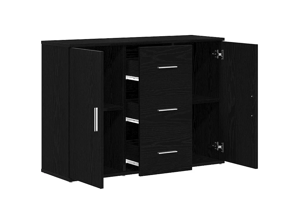 Sideboard Schwarz Eichen-Optik 91x29,5x65 cm Holzwerkstoff
