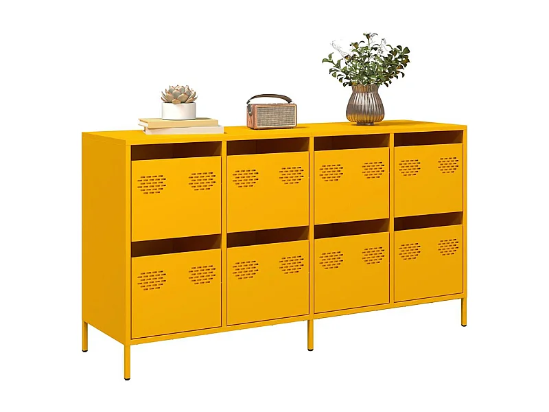 Dressoir 135x39x73,5 cm koudgewalst staal mosterdgeel