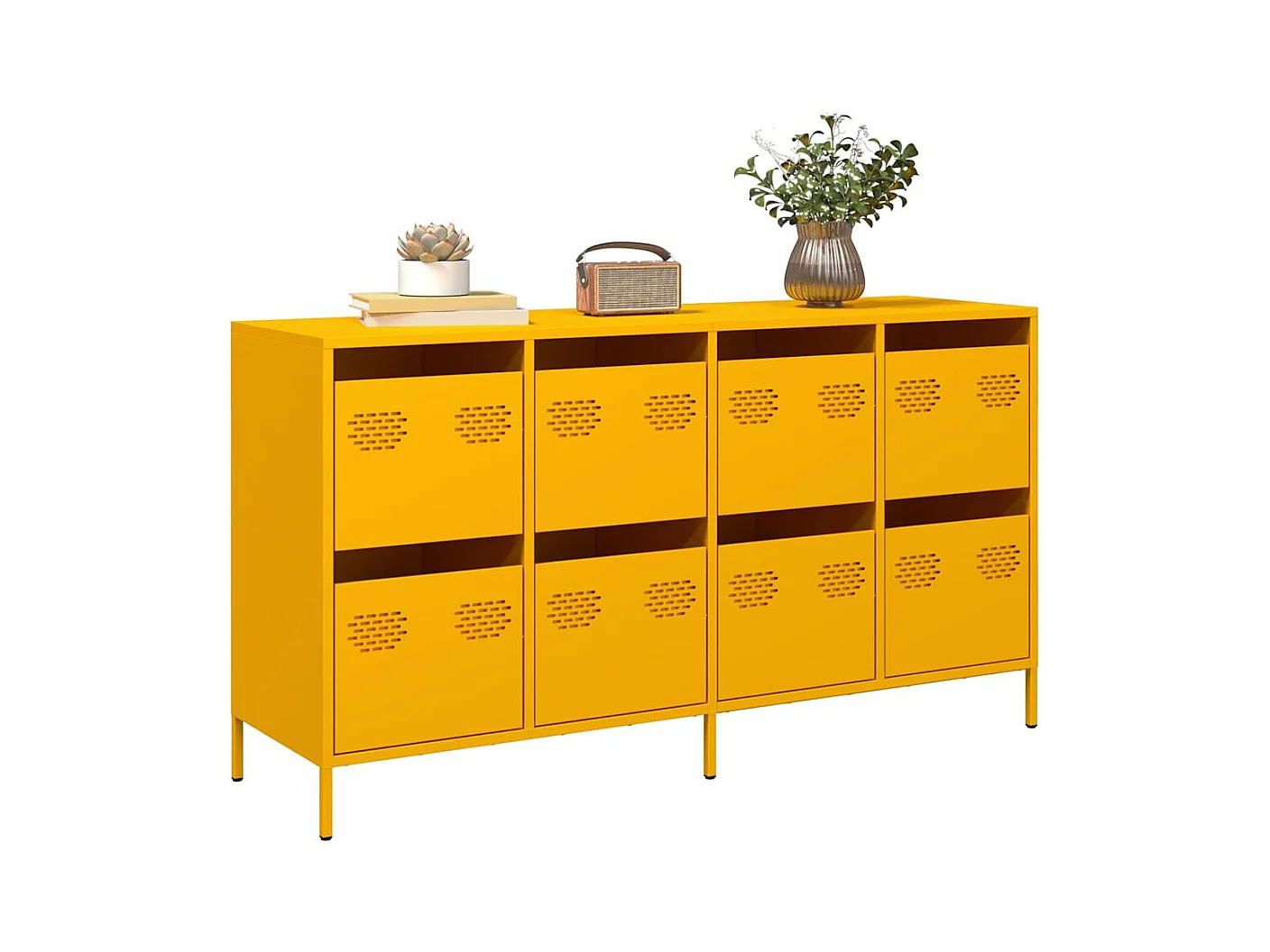 Buffet jaune moutarde 135x39x73,5 cm acier laminé à froid