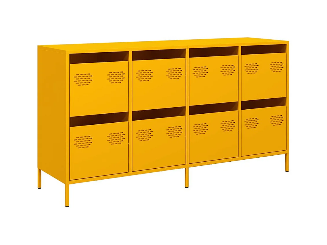 Buffet jaune moutarde 135x39x73,5 cm acier laminé à froid