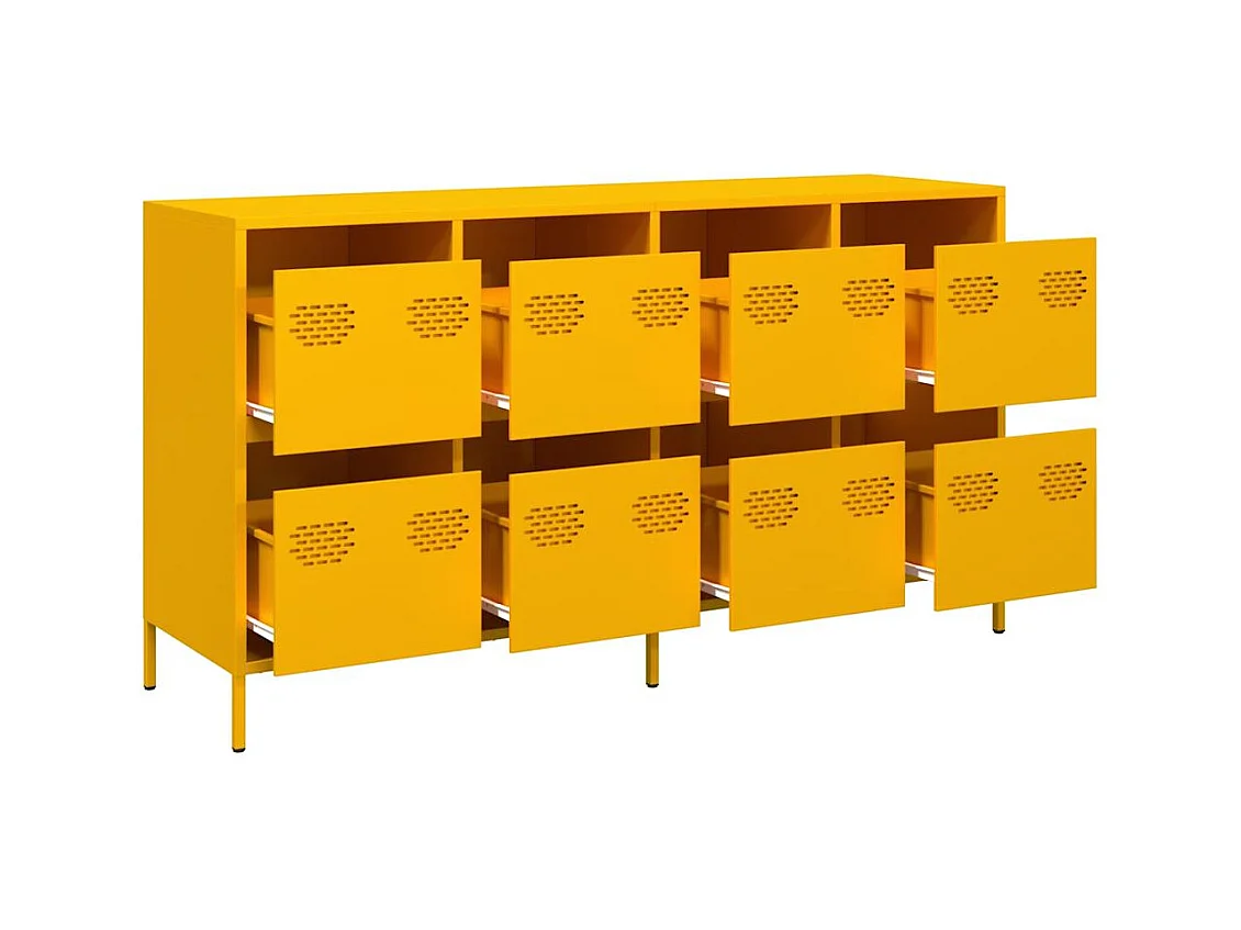 Buffet jaune moutarde 135x39x73,5 cm acier laminé à froid