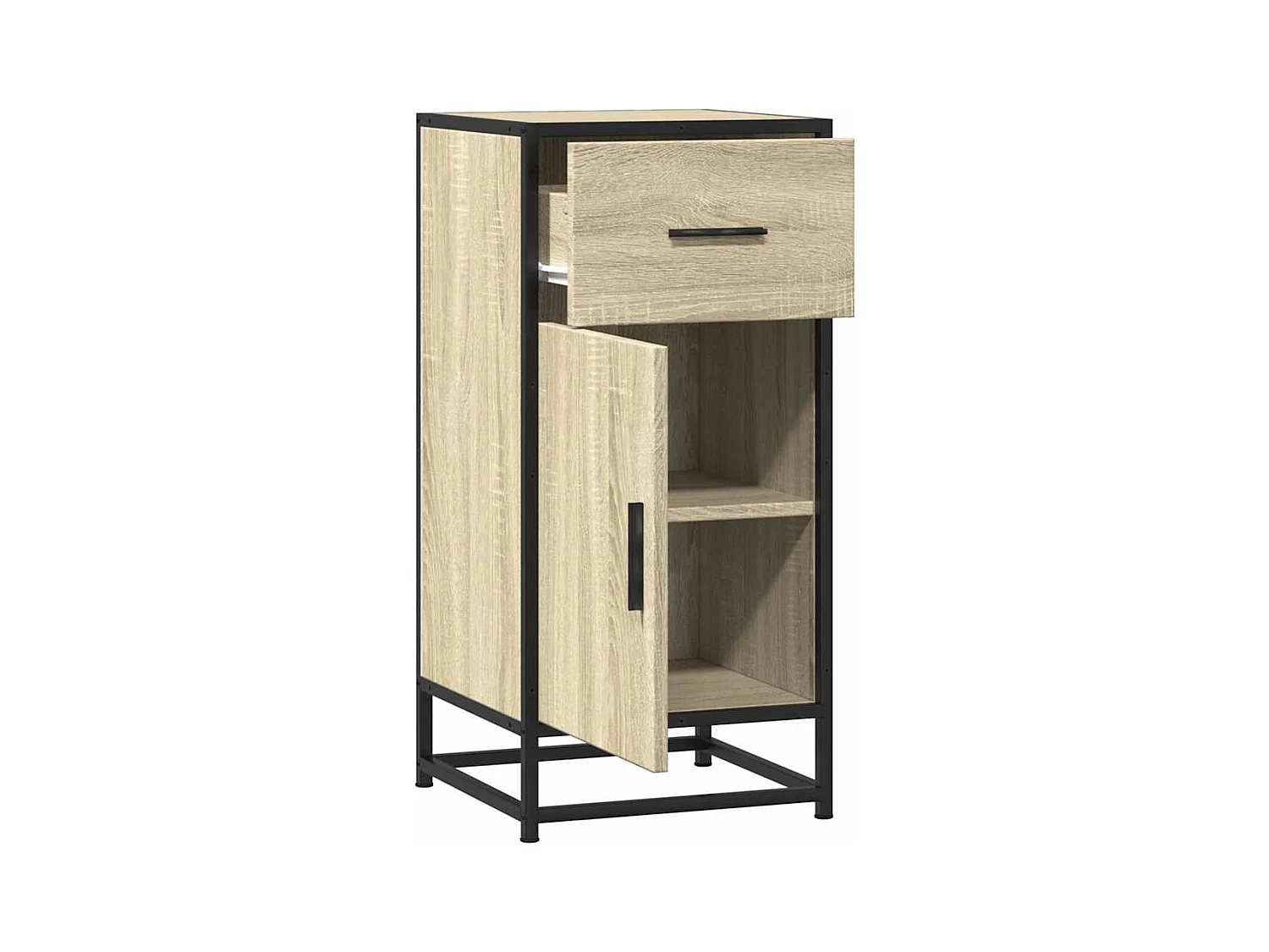 Buffet chêne sonoma 35,5x35x76 cm bois d'ingénierie et métal