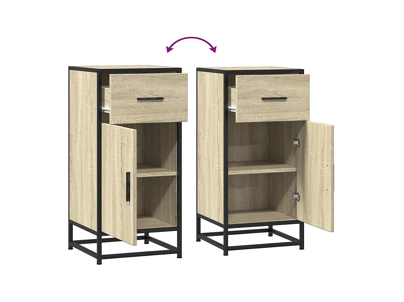 Buffet chêne sonoma 35,5x35x76 cm bois d'ingénierie et métal