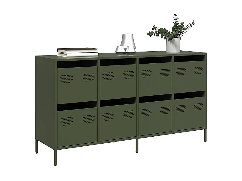 Dressoir 135x39x73,5 cm koudgewalst staal olijfgroen