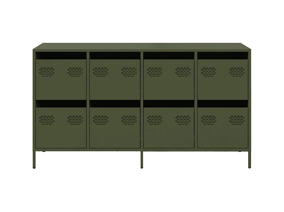 Buffet vert olive 135x39x73,5 cm acier laminé à froid