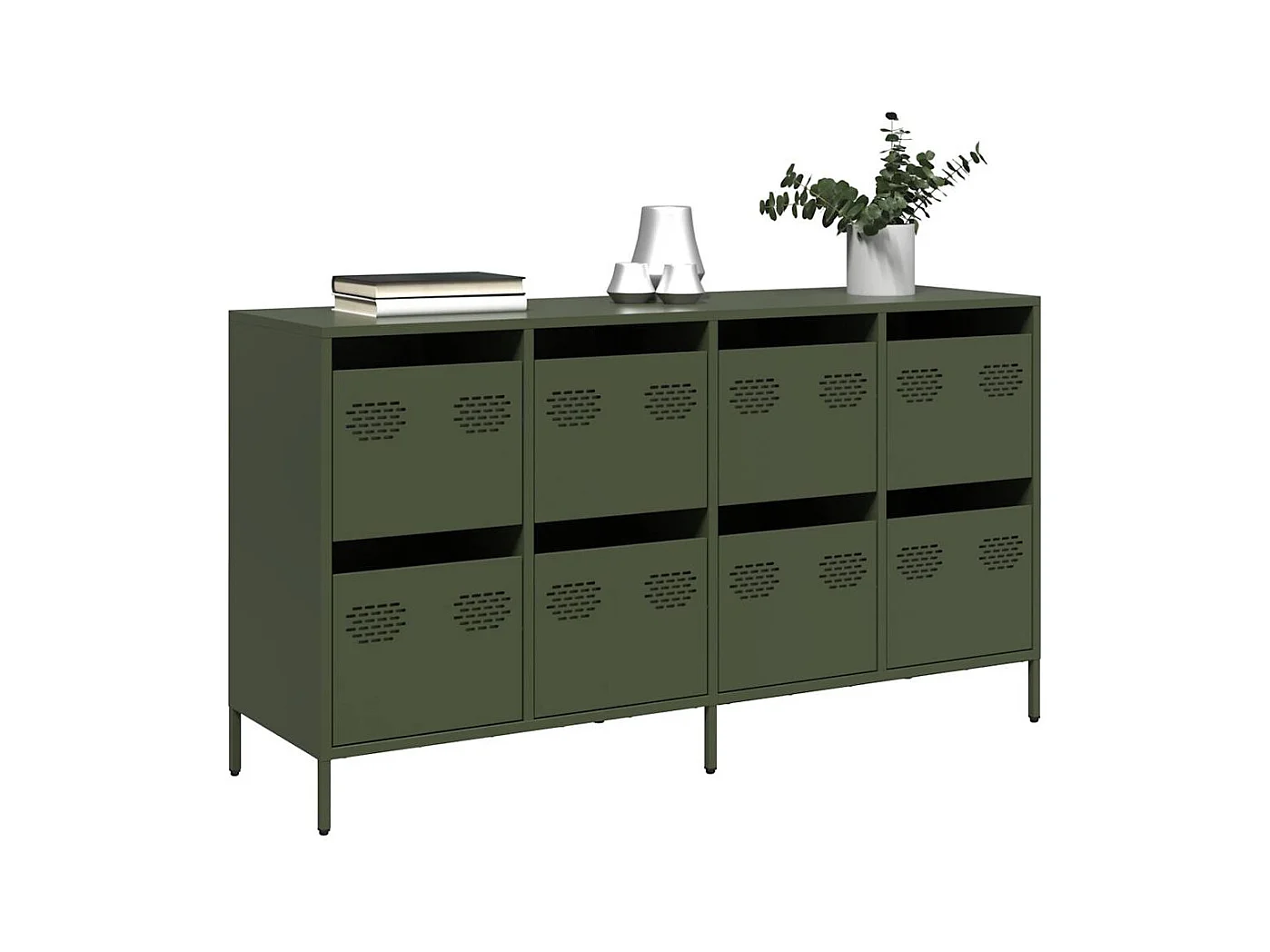 Buffet vert olive 135x39x73,5 cm acier laminé à froid