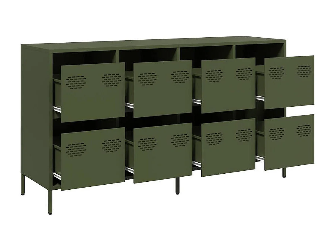 Buffet vert olive 135x39x73,5 cm acier laminé à froid
