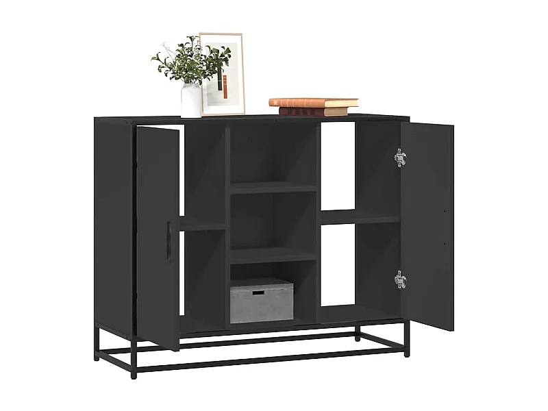 Dressoir 92x35x76 cm bewerkt hout zwart