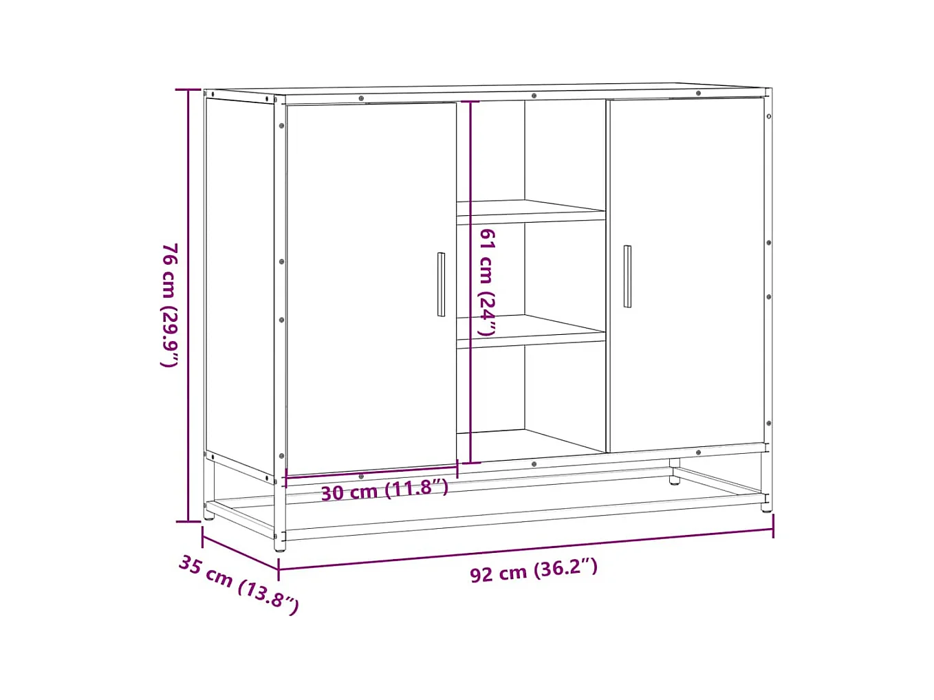 Dressoir 92x35x76 cm bewerkt hout zwart