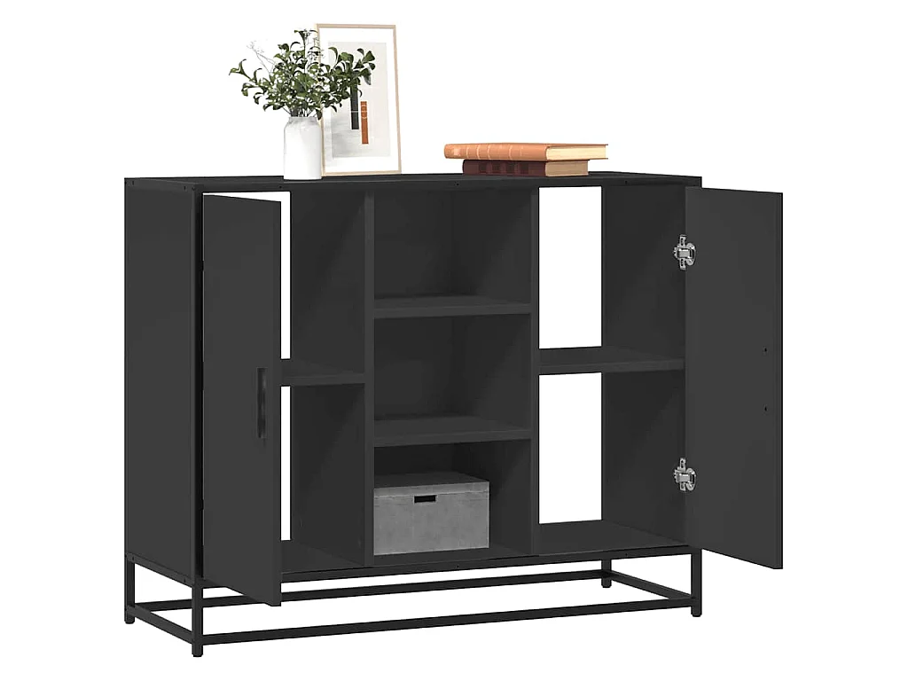 Dressoir 92x35x76 cm bewerkt hout zwart