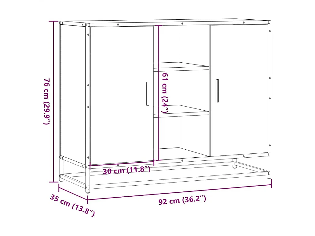Dressoir 92x35x76 cm bewerkt hout zwart
