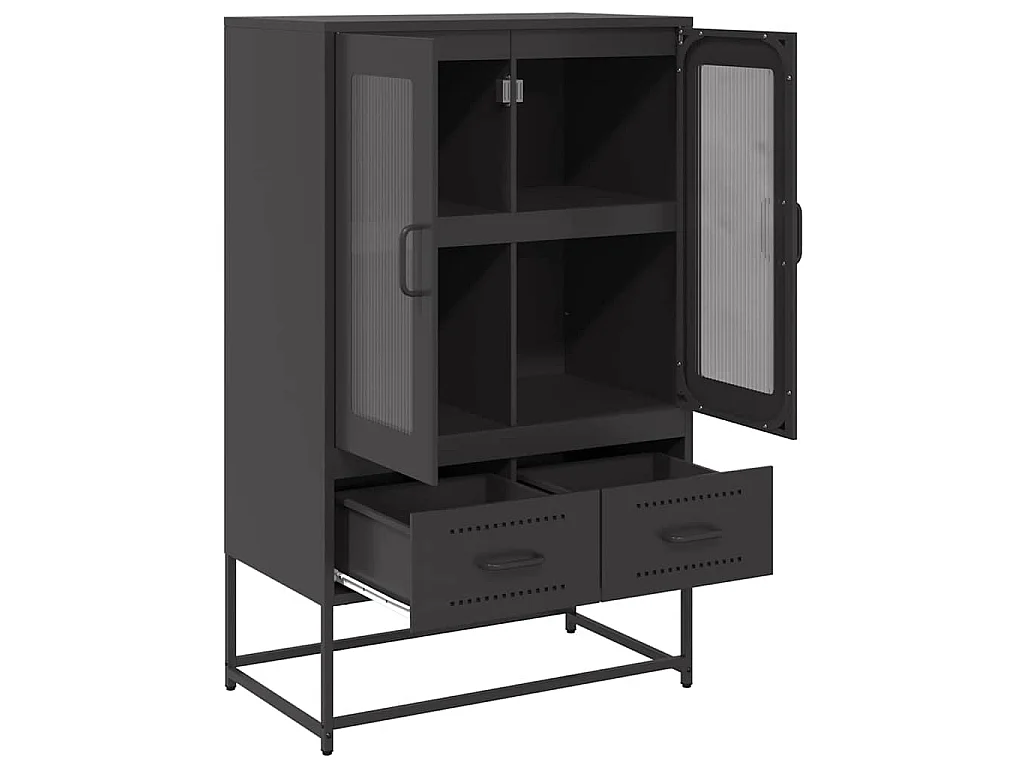 Buffet haut noir 68x39x111,5 cm acier