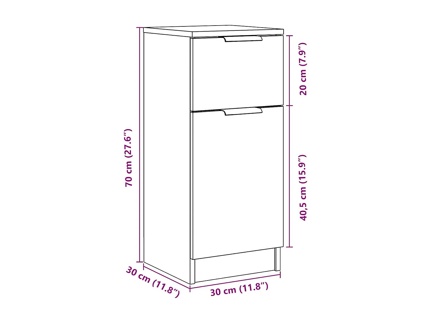 Buffets 2 pcs vieux bois 30x30x70 cm bois d'ingénierie