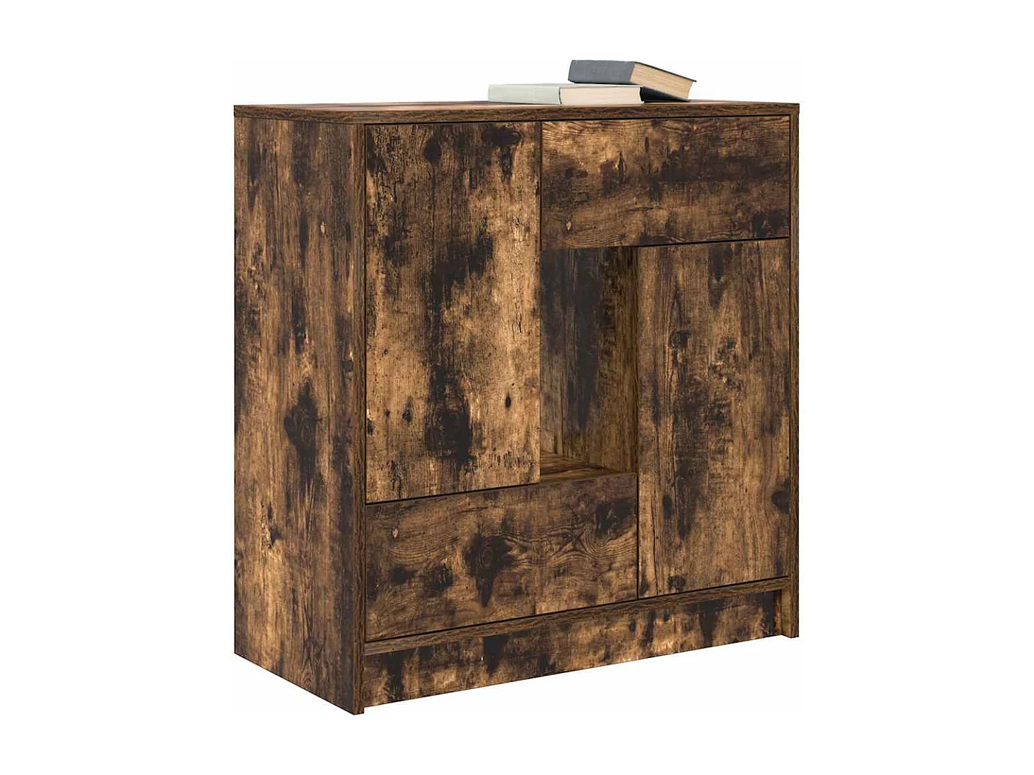 Buffet avec tiroirs et portes chêne fumé 70,5x34x74,5 cm