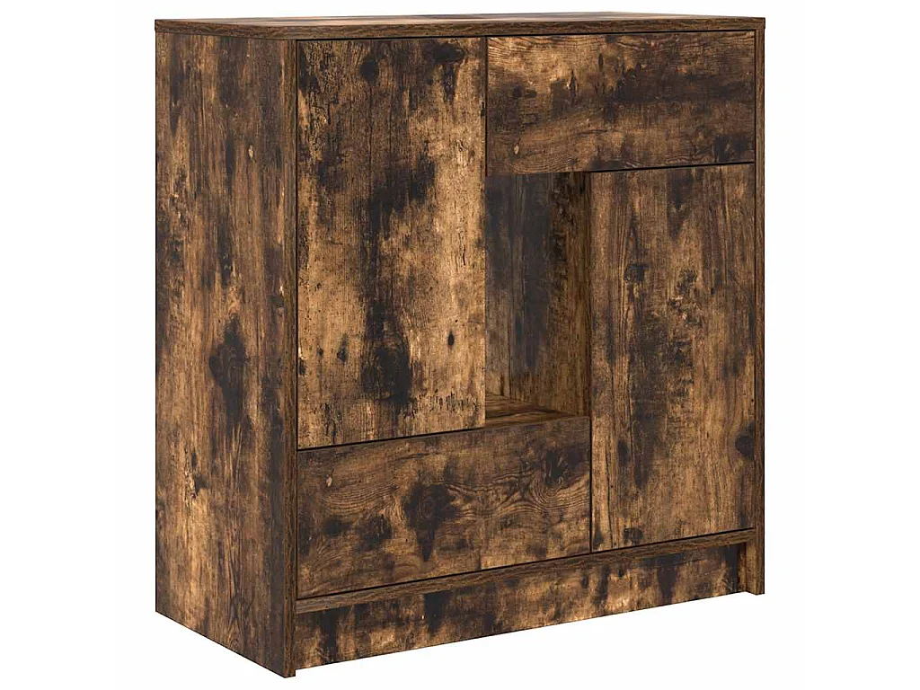 Buffet avec tiroirs et portes chêne fumé 70,5x34x74,5 cm