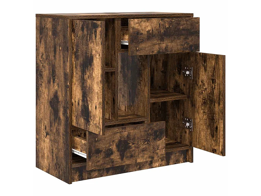Buffet avec tiroirs et portes chêne fumé 70,5x34x74,5 cm