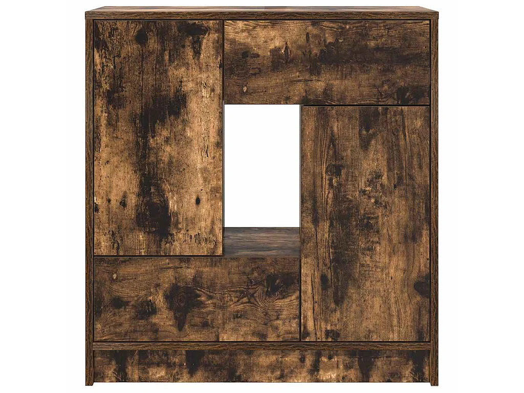 Buffet avec tiroirs et portes chêne fumé 70,5x34x74,5 cm
