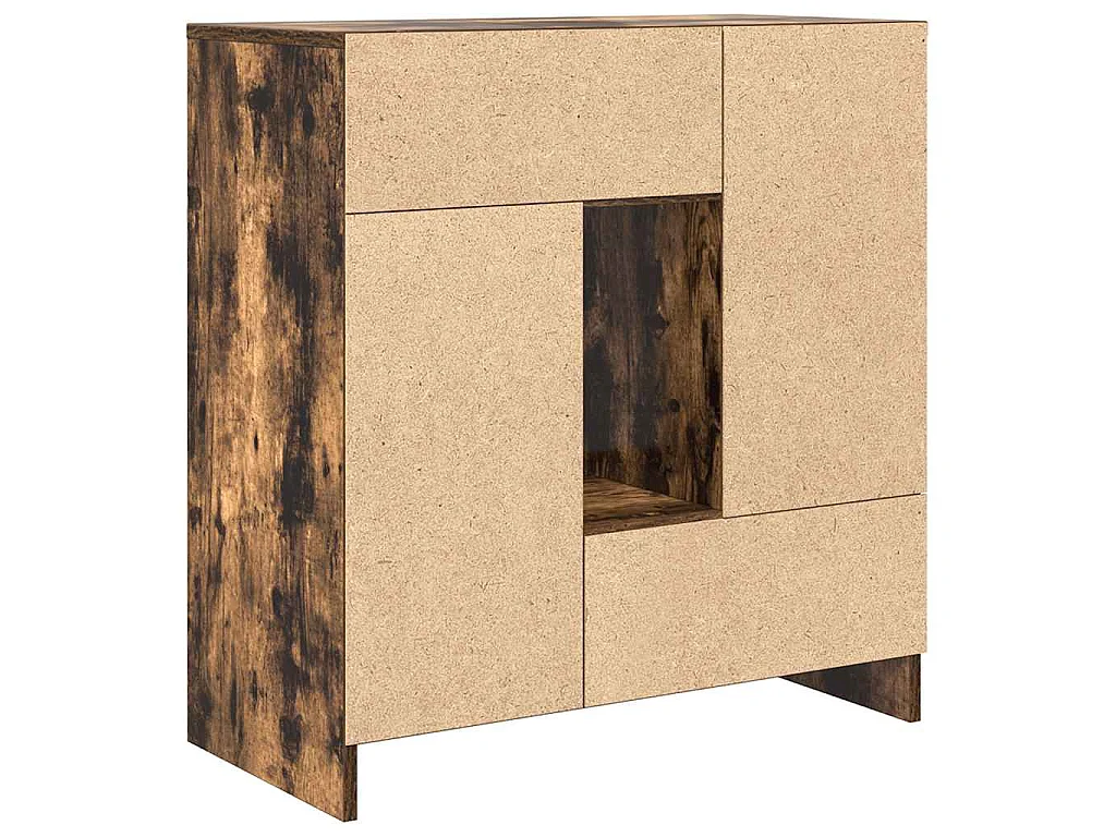 Buffet avec tiroirs et portes chêne fumé 70,5x34x74,5 cm