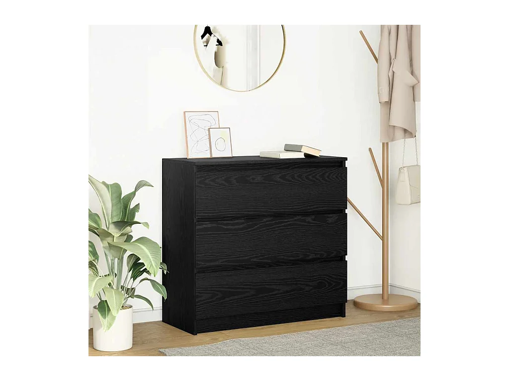 Sideboard Schwarz Eichen-Optik 80x35x76 cm Holzwerkstoff